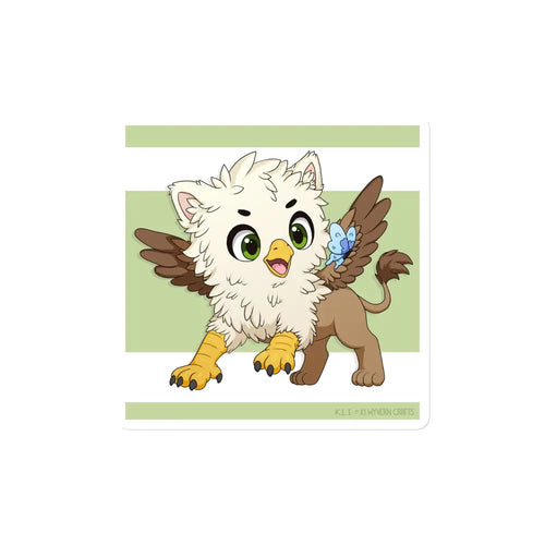 A product mockup of the 4x4" magnet featuring Echo the Griffin against a white background