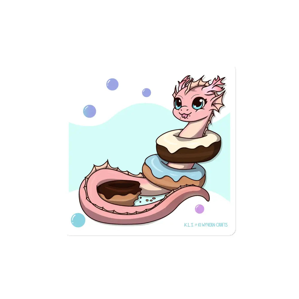 A product mockup of the 4x4" magnet featuring Pearl the Coral Dragon against a white background
