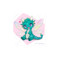 A product mockup of the 4x4" magnet featuring Tetra the Fairy Dragon against a white background