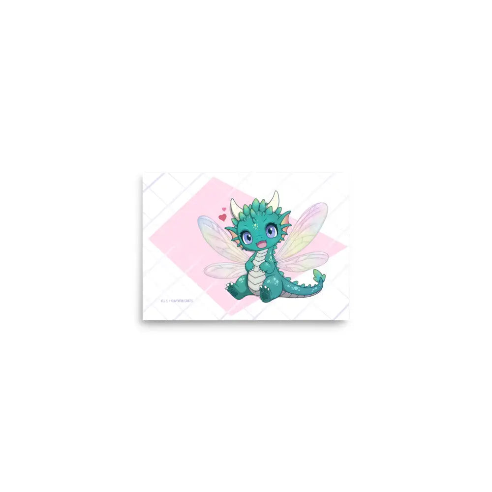 A product mockup of a 5x7" print against a white background. The print features Tetra the Fairy Dragon.